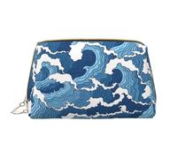 Stormy Sea - Astuccio in pelle con cerniera, per penne, cancelleria, rossetto, articoli da toeletta, bianco, Taglia unica