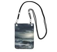 Stormy Sea Borsa a tracolla per telefono per donne e uomini, impermeabile, mini borsa a tracolla per cellulare, piccola borsa a tracolla con tracolla regolabile, da viaggio, per telefono cellulare