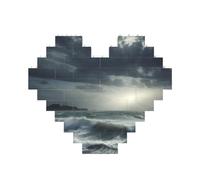 Stormy Sea Building Brick Block Puzzle a forma di cuore, immagine personalizzata puzzle foto puzzle per adulti 3D micro blocchi di costruzione per la decorazione della casa set di mattoni