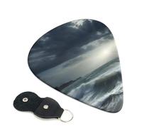 Stormy Sea - Confezione da 6 plettri per chitarra con porta plettro in pelle, portachiavi, custodia per plettro, arte astratta, per chitarra acustica elettrica, ukulele, 0,96 mm