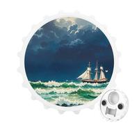Stormy Waves - Apribottiglie magnetico a forma di barca a vela vintage, strumento da cucina salvaspazio, divertente apribottiglie e magnete per frigorifero, per campeggio, viaggi, campeggio, stile
