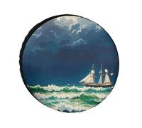 Stormy Waves - Copricerchi vintage per barche a vela, impermeabili, anti UV, 61 cm, per asse singolo, per camper, camion, SUV, rimorchi, universali, per tutte le stagioni
