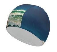 Stormy Waves - Cuffia da nuoto vintage con barca a vela, unisex, resistente, antiscivolo, ad alta elasticità, per capelli lunghi e corti, trecce e dreadlock, mantiene i capelli asciutti