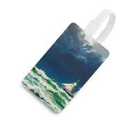 Stormy Waves - Etichette per bagagli vintage a forma di barca a vela, porta carte per bagagli con scudo per la privacy, borsa da viaggio, targhetta identificativa per uomini e donne, zaino, stile