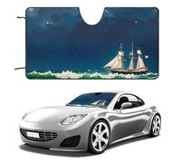 Stormy Waves - Parasole per parabrezza auto, stile vintage, per mantenere fresco l'interno dell'auto, 129,5 x 71,1 cm, pieghevole, protezione dal calore per SUV, camion, blocca i raggi UV