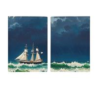 Stormy Waves - Porta passaporto da viaggio con barca a vela vintage, con scomparti per carte di credito e carta d'imbarco, organizer per documenti d'identità e documenti di famiglia (20 x 13 cm)