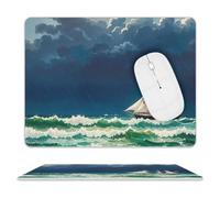 Stormy Waves - Tappetino per mouse con barca a vela vintage, impermeabile e antiscivolo, portatile, comodo, per scrivania, casa, ufficio, laptop