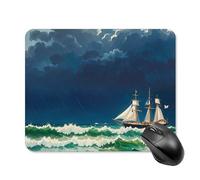 Stormy Waves - Tappetino per mouse quadrato vintage con base in gomma antiscivolo, 20 x 25 cm, ultra sottile, per computer, laptop, ufficio, accessori da scrivania