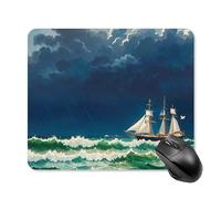 Stormy Waves - Tappetino per mouse quadrato vintage con base in gomma antiscivolo, 25 x 30 cm, ultra sottile, per computer, laptop, ufficio, accessori da scrivania