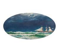 Stormy Waves - Tappeto rotondo vintage a forma di barca a vela, morbido, assorbente, per ingresso, antiscivolo, 80 x 80 cm, per camera da letto, soggiorno, decorazione per la casa