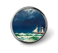 Stormy Waves Vintage Barca a vela distintivo rotondo carino smalto spilla spilla spilla personalizzata abbigliamento decorazione unisex porta badge cappelli borse camicie Decor