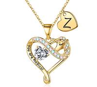 STORUP Collana con ciondolo a forma di unicorno, placcata in oro 14 carati, con zirconia cubica colorata, con ciondolo a forma di unicorno, per ragazze e donne, Placcato oro, Zirconia cubica