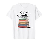 Story Guardian School Bibliotecario Libro Stack Maglietta