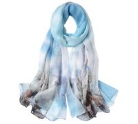 STORY OF SHANGHAI Sciarpa di 100% Seta da Donna Foulard Chiffon con Fantasie