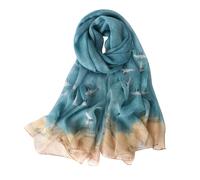 STORY OF SHANGHAI Sciarpa di 100% Seta da Donna Foulard Chiffon con Fantasie