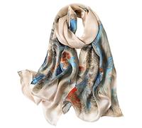 STORY OF SHANGHAI Sciarpa in seta da donna 100% seta, 40+ Sciarpa da donna lussuosa e colorata, calda e morbida, leggera, può essere indossata come stole, regalo, decorazione di tendenza - 53 * 172 cm