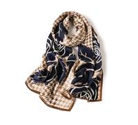 STORY OF SHANGHAI Sciarpa in seta da donna, 100% seta, di lusso, sciarpa in seta naturale per donne, stola come regalo, calda, leggera e morbida, con motivo 53 x 170 cm, Blu A Scacchi Rosa, Taglia