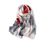 STORY OF SHANGHAI Sciarpa in seta da donna, 100% seta, di lusso, sciarpa in seta naturale per donne, stola come regalo, calda, leggera e morbida, con motivo 53 x 170 cm, Loto rosso, Taglia unica