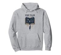 Story Teller Magical Book Quill Letterary Felpa con Cappuccio, Unisex per Adulti, Grigio Melange, XXL