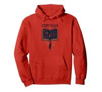 Story Teller Magical Book Quill Letterary Felpa con Cappuccio, Unisex per Adulti, Rosso, M