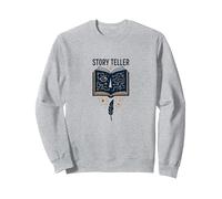 Story Teller Magical Book Quill Letterary Felpa, Unisex per Adulti, Grigio Melange, XL