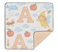 Storybook Lettera A Carta da Parati Grande Antiscivolo Tappetino da Gioco per Pavimento Lavabile Tappetino per Bambini Neonati Neonati, 127 x 127 cm