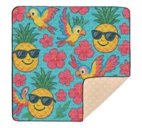 Storybook - Tappetino da gioco per bambini con motivo tropicale, morbido, imbottito, accogliente, traspirante, per gattonare, 127 x 127 cm