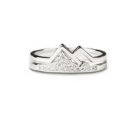 STORYJEWELLERY Anello di montagna da donna, anello Silver Hill per ragazze, fede da donna, regalo di compleanno, Natale, anello da donna, 11, pietra preziosa, zirconia cubica