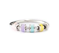 STORYJEWELLERY Fidget Anelli da Donna Ansia Anello per Ragazze Spinner Anello da Donna Argento Smalto Fidget Anelli Fidget Anelli per Ansia per Donne, Regali per Donna, 7, Smalto per, Nessuna pietra
