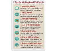 Storytelling Secrets Poster How to Write Plot Twists 7 Essential Tips Canvas Wall Art for Study Room(Unframed,16x24inch(40x60cm))