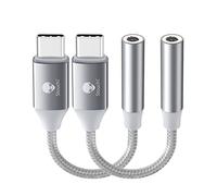 Stouchi - Adattatore da USB C a 3,5 mm femmina, 2 pezzi, cavo jack audio per cuffie di tipo C Hi-Fi per Samsung Galaxy S22 S21 Ultra Z Flip Note 20, iPad Mini 6th, Pixel 6a /6 - Argento