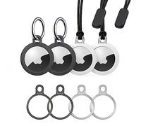Stouchi Confezione da 4 portachiavi Airtag con custodia in TPU, custodia in acciaio inox Air Tag Custodie Secure Holder antigraffio, design minimalista compatibile con AirTags 2021 per chiavi, borsa,