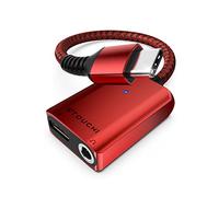 Stouchi USB C a Jack da 3,5mm Adattatore per Caricabatterie, 2-in-1 USB Tipo C per Adattatore Audio per Cuffie,30W DAC AD Alta Risoluzione,Supporto Samsung Galaxy S21 S20,Pad Pro Mini6,Pixel 6a,Rosso