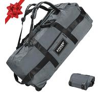 Stover Borsone da viaggio da 80 l con ruote, extra large, 79,9 cm, resistente, design robusto, pieghevole, arrotolabile, con tracolla, da usare come bagaglio o zaino per uomo/donna, Grigio, 80L