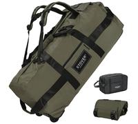 Stover Borsone da viaggio da 80 l con ruote, extra large, 79,9 cm, resistente, design robusto, pieghevole, arrotolabile, con tracolla, da usare come bagaglio o zaino per uomo/donna, Verde, 100L