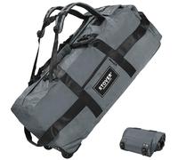 Stover Borsone da viaggio da 80 l con ruote, extra large, 79,9 cm, resistente, design robusto, pieghevole, arrotolabile, con tracolla, da usare come bagaglio o zaino per uomo/donna, Grigio, 80L