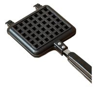 Stovetop - Macchina per waffle con doppio motivo per waffle a forma di cuore e floreale, guscio in lega di alluminio, forma compatta con gancio per appendere l'integrazione (A)