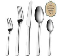 Stoviglie in acciaio inossidabile da 30 pezzi, di fascia alta e durevoli, adatte per più persone in ristoranti di famiglia, lavastoviglie durevoli