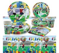 Stoviglie per Festa di Calcio, 81pz Calcio Sport Tema Decorazioni per Posate di Compleanno, Bicchieri di Carta, Piatti, Tovaglioli, Tovaglia, Forchetta per football célébrant la victoire accessoires