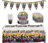 Stoviglie per Feste 20 Ospiti,Decorazioni Compleanno 62 Pcs,Stoviglie Compleanno,Forniture per Feste,Striscione,Piatto,Bicchieri,Tovagliolo,Tovaglia,per Ragazzo Festa Compleanno Decorazioni