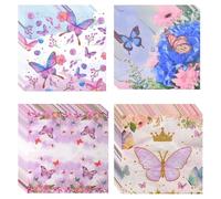 Stoviglie per feste a farfalla Tovaglioli Modello Floreale e Farfalla,Tovaglioli Floreali per Primavera, Tovaglioli di Carta Colorati e Decorati Bellissimi e Pratici Tovaglioli di Carta da 33 x 33 cm