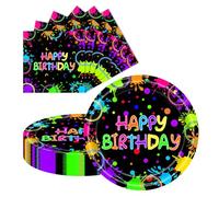 Stoviglie per feste di compleanno, piatti di carta e tovaglioli, 23 cm, 20 pezzi e tovaglioli, 20 pezzi di carta, per feste, matrimoni, giardini, feste (compleanno)
