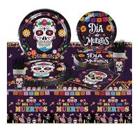 Stoviglie per Feste Horror di Halloween, Servizio da Tavola a Tema Halloween, Set di Stoviglie per il Giorno dei Morti - Adatto per una Festa a Tema Horror per 12 Persone