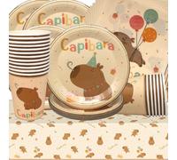 Stoviglie per Feste Kapybara,Doyomtoy Capybara Compleanno Decorazioni Piatti di Compleanno, Tazze, Tovaglioli per Baby Shower Bambini Compleannos Favors 20 Ospiti