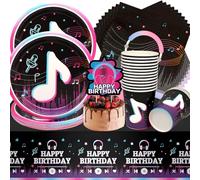 Stoviglie per Feste Musica,Doyomtoy 50 Pezzi Musicale Compleanno Decorazioni Cake Topper Musica Piatti di Compleanno, Tazze, Tovaglioli per Decorazioni Festa Compleanno Note Musicali