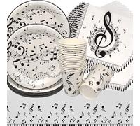 Stoviglie per Feste Musica,Doyomtoy 61 Pezzi Musicale Compleanno Decorazioni Piatti di Compleanno, Tazze, Tovaglioli per Decorazioni Festa Compleanno Note Musicali