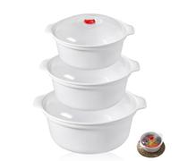 Stoviglie per Microonde, 3 Pezzi con Coperchio e Salvafreschezza