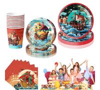 Stoviglie Pirata per Feste, 50 pezzi Set di stoviglie per feste dei pirati, Set Pirato Tema Party Supplies Stovi-glie, Compleanno Pir-ata di Stovi-glie, Se-t da Tavola per Feste Pir-ati, per 10 ospiti