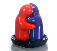 Stoviglie Sale e Pepe design amore di coppia ceramica su un cuore piatto Set da 3 pezzi (blu rosso)