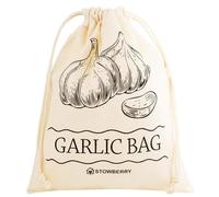 STOWBERRY Borsa portaoggetti per aglio, 25 x 20 cm, ecologica, 100% cotone, capacità 2 kg, per conservare e mantenere l'aglio fresco più a lungo